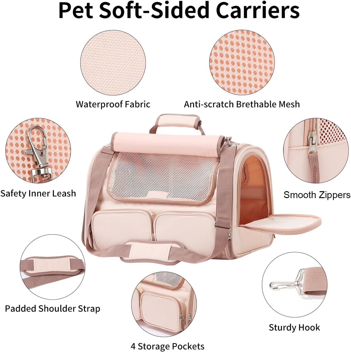 FUKUMARU Cat Carrier, Airline Approved Dog Carrier with Rollable Cover