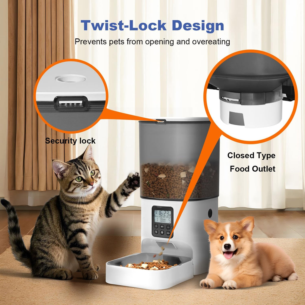 ANDOLL HOME Automatic Cat Feeder, Timed Cat＆Dog Dry Food Dispenser
