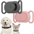 Waterproof Silicone Case Holder for Galaxy Smarttag2, 2 Pack Pet Dog Cat Collars, Anti-Lost Scratch Resistant Holder Accessory Protective Cover for Samsung Galaxy Smart tag2 (Grey/Pink)