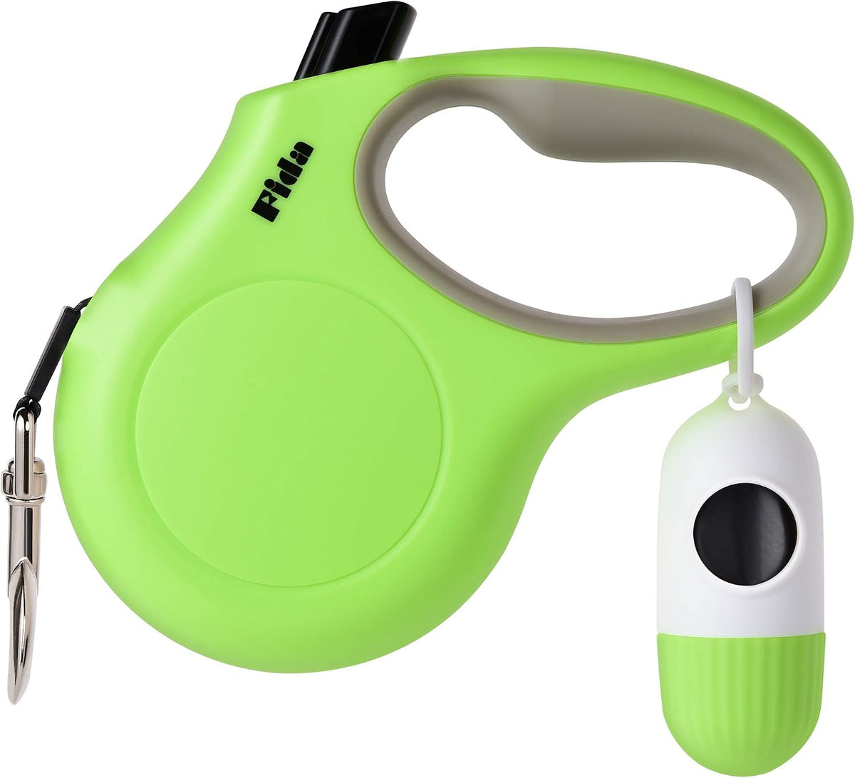 Fida Retractable Dog Leash with Dispenser and Poop Bags, 16 ft, Green