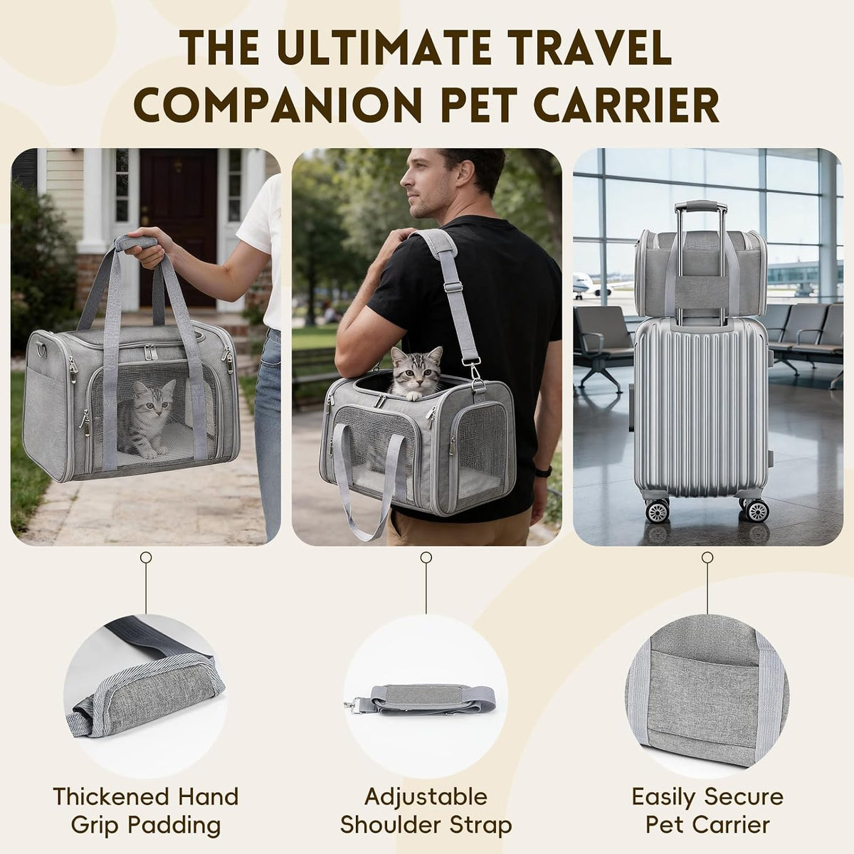 Cat Carrier Soft, Dog Carriers for Small Dog/Large Cat (Up to 16lb)