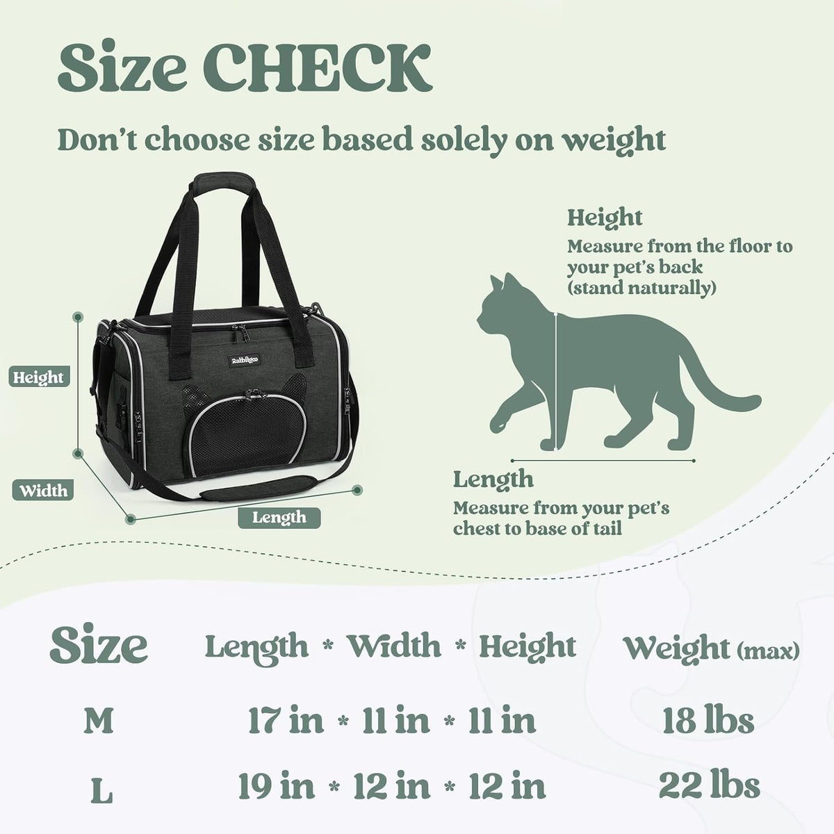rabbitgoo Cat Carrier Soft with Safety Buckles, Sturdy Comfortable Pet Bag