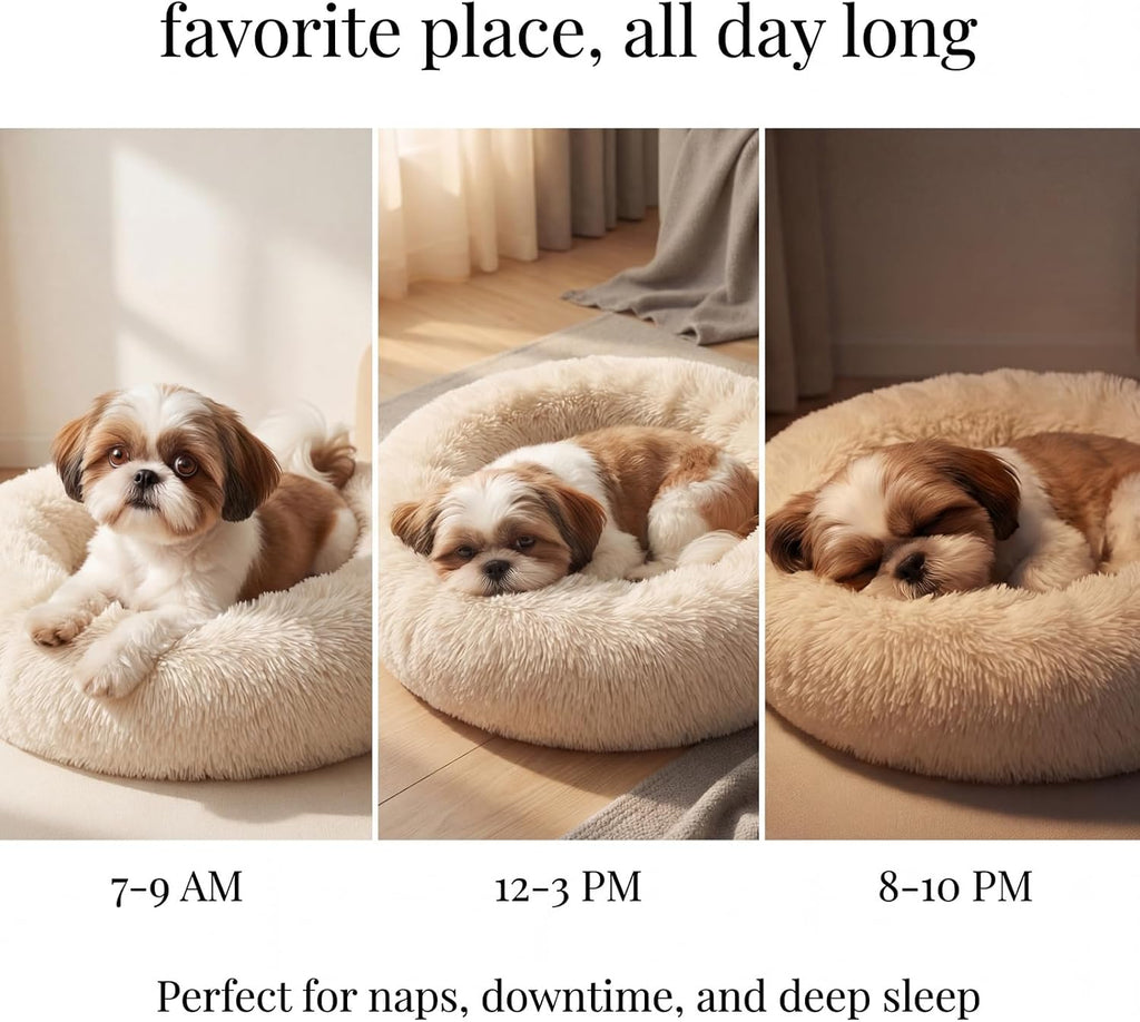 nononfish Dog Bed for Small Dogs,Calming Donut Plush Pet Bed