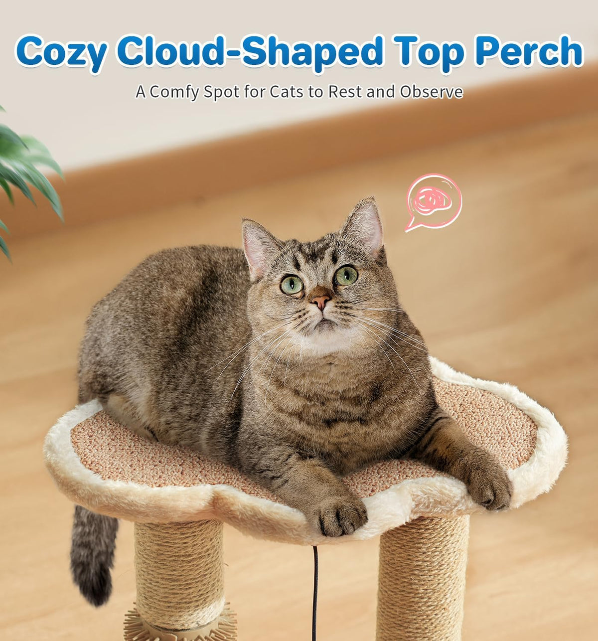 Made4Pets Kitten Toy Scratching Post with Self Groomer for Indoor Cats