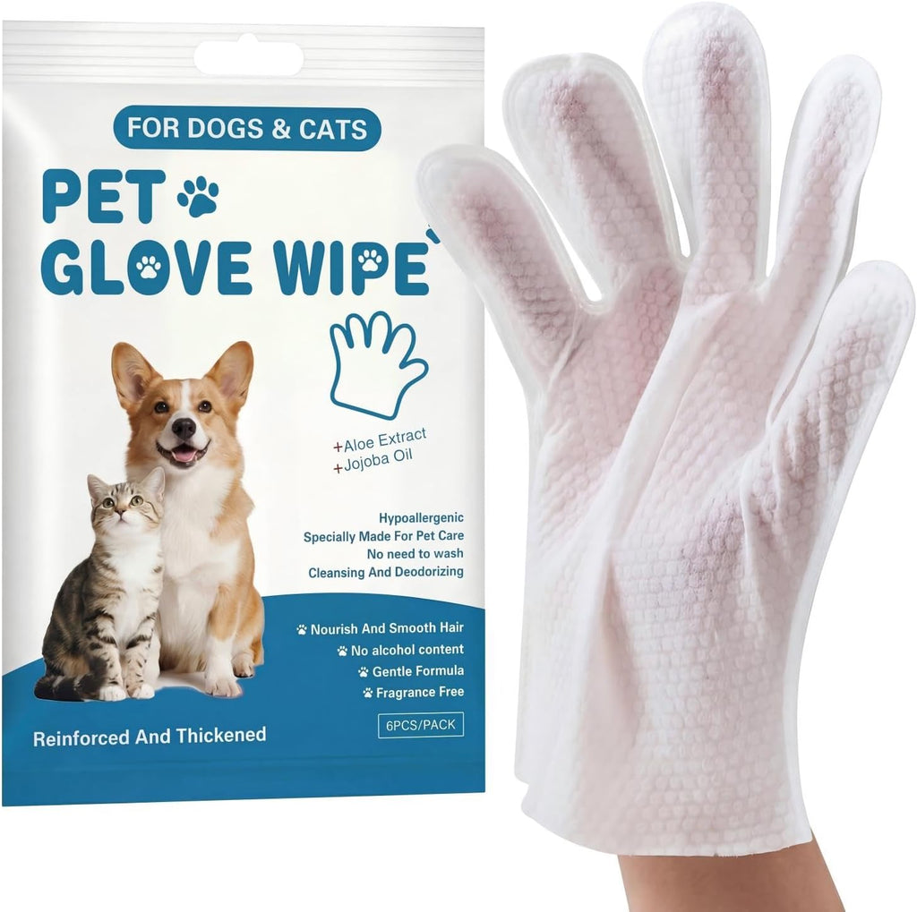Pet Glove Wipes for Sphynx, Devon Rex, Cats & Dogs, 12 Count
