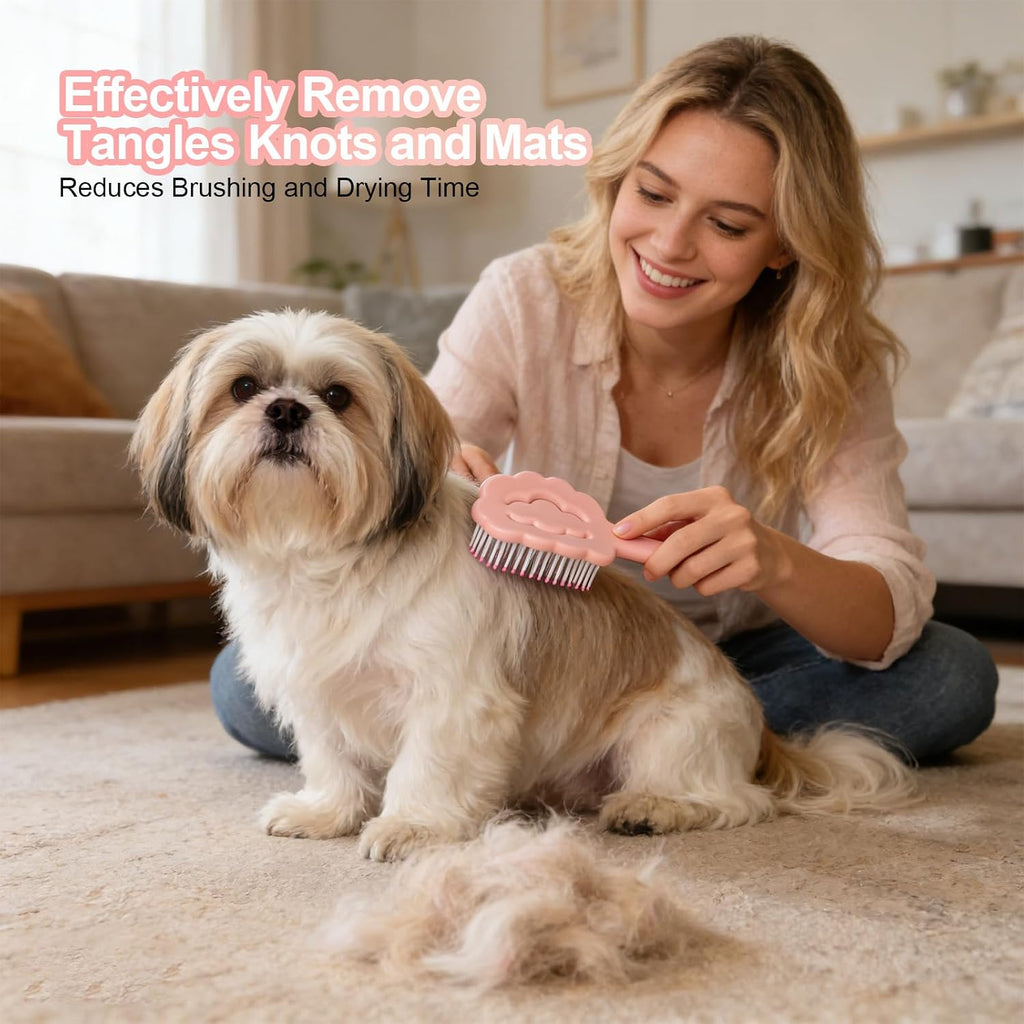 Cloud Shape Small Dog Grooming Brush (Pink) | Perfect for Shih Tzus, Yorkies, and Maltipoos - Ideal Puppy Hair Brushes for Maltese and Small Breeds