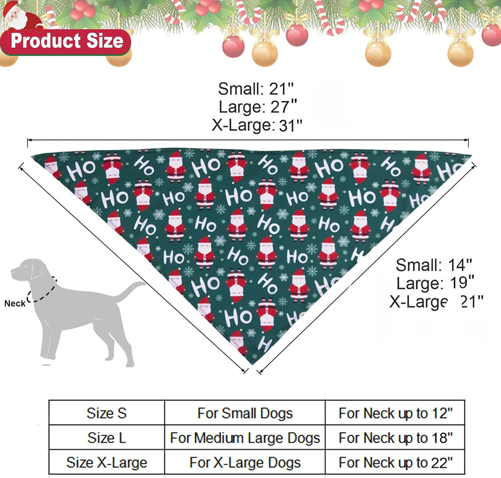 ADOGGYGO 4 Pack Dog Bandana Christmas Pet Scarf Triangle Bibs Kerchief Set Pet Christmas Costume Accessories Decoration for Medium Large Dogs (Large)