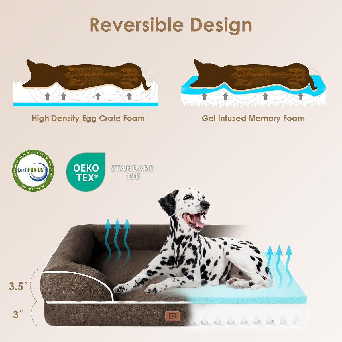 EHEYCIGA Orthopedic Extra Large Dog Bed, Waterproof Washable XL Pet Bed 44"