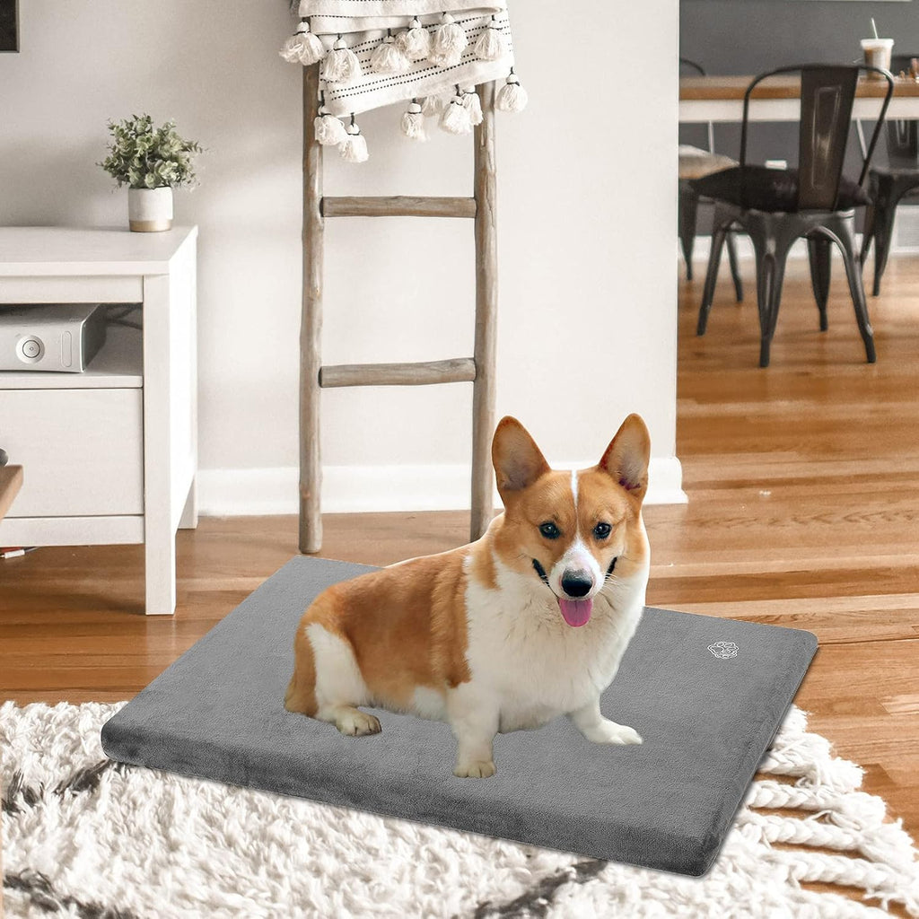 EMPSIGN Dog Bed Mat Crate Pad Mattress, Ultra Soft Pet Kennel, Grey, M
