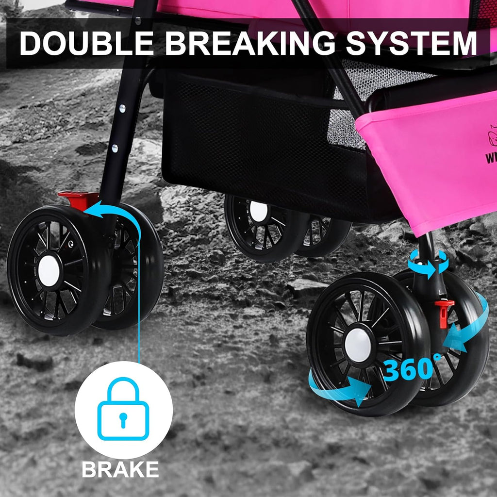 3 in 1 Pet Dog Stroller for Small Medium Dogs 10-30 lbs,Cat Strollers(Pink)