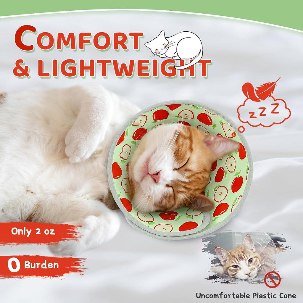 Cat Cone Collar Soft to Stop Licking, Adjustable, Foldable Lightweight Kitten Cones After Surgery Recovery for Cats & Kittens, Cat Cone Alternative, Easy Eating (AppleRed, L)