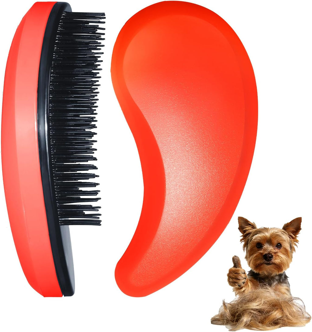 Small Dog Brush, Skin-friendly Soft Bristles (Orange) | Puppy Hair Brush, Massage and Bath Supplies, Pet Grooming Tool for Teddy, Yorkies, Maltese, Shih Tzu, Chihuahua