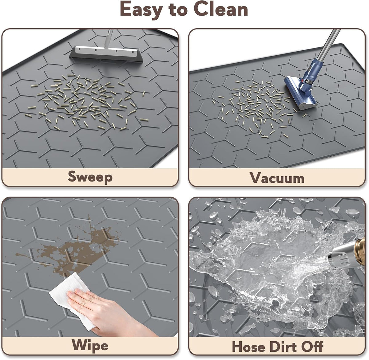 Garoopion Silicone Cat Litter Mat 34×22 inch, Easy to Clean, Dark Gray | Waterproof Silicone Mat with Raised Edges, Catch Litter, Protect Floor from Urine, Multi-Use for Dog/Sink/Kitchen/Boots