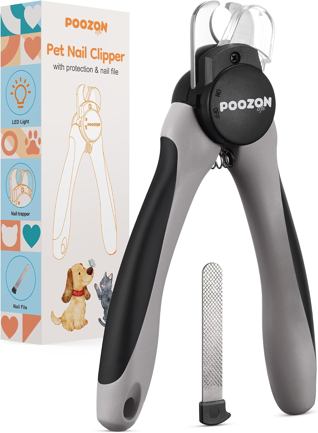 Dog Nail Clipper with Light, Illuminates Nail Clipper Kit or Bloodline for Safe, Easy Trimmers, Extra Sharp for Thick Nails, Quick Sensor, Avoid Over Cutting Toenail, for Cats & Dogs