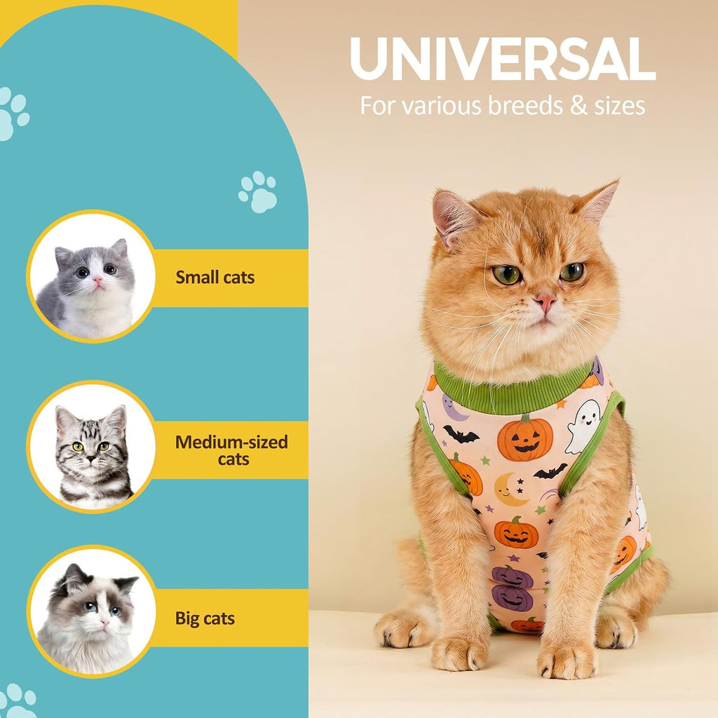 Avont Halloween Cat Recovery Suit - Kitten Onesie for Cats After Surgery