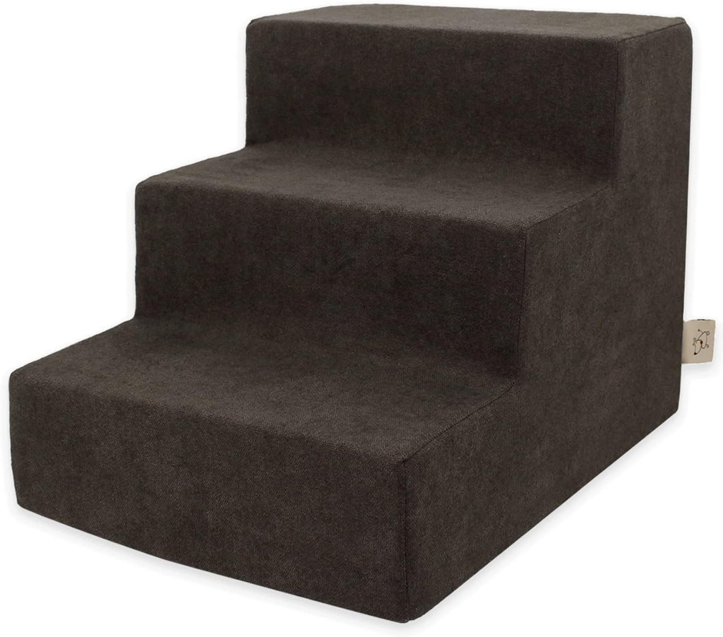 Best Pet Supplies Dog Stairs & Steps - Foam Steps for Small Dogs & Cats, Non-Slip Indoor Balanced Pet Step Support, Dog Ramp, No Assembly, Dark Brown, 3-Step (13.5-inch Height)