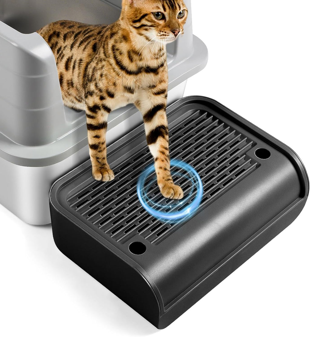 Cat Step for Litter Box, Litter Box Ramp with Filter Function, Black