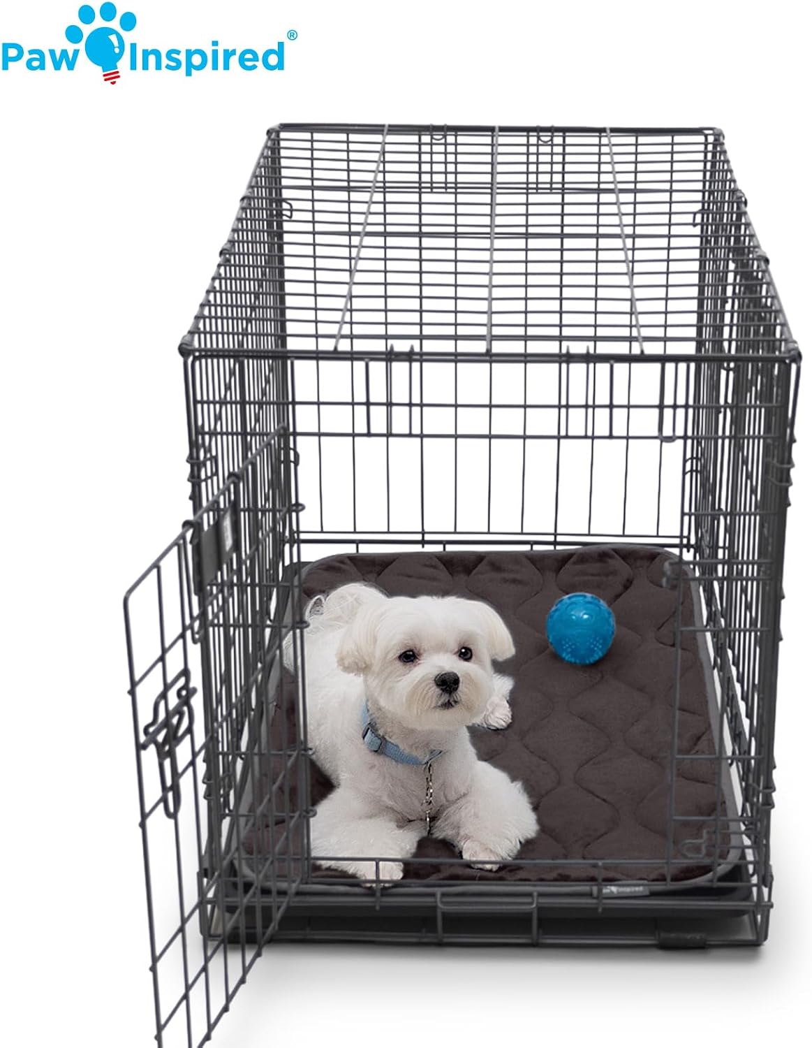 Paw Inspired Washable Padded Crate Mats for Dogs, Dark Brown, 29x18 Inch