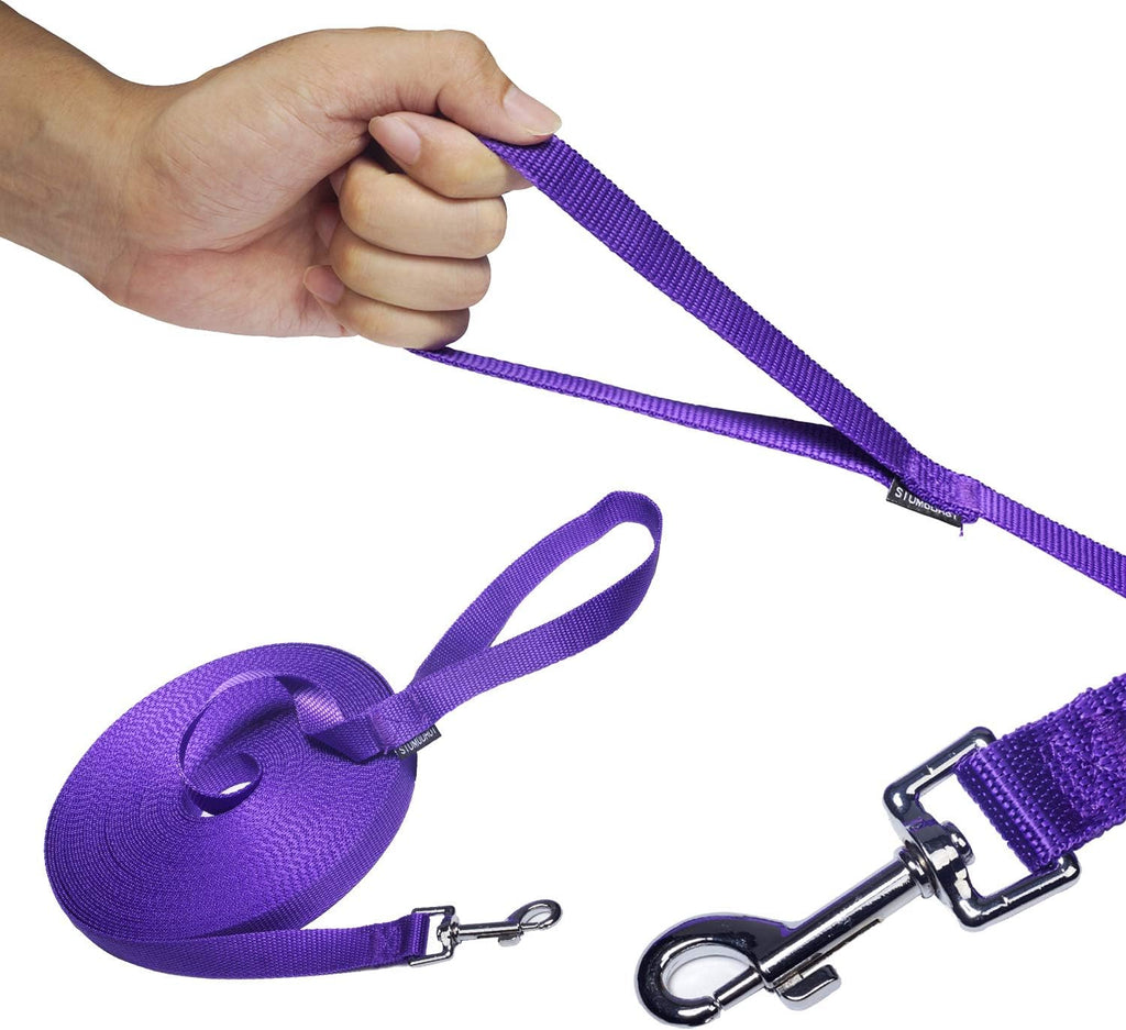 Dog/Puppy Obedience Recall Training Agility Lead - 15ft Long Training Leash，3/4in Wide - Great for Play, Camping, or Backyard (15Feet, Purple)