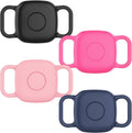 DDJ Waterproof Dog Collar Holder for Life360 Tile Mate Tracker, 4-Pack Durable Silicone Cover, Anti Lost for Tile Tracker Case for Cat & pet Collars, Easy Installation, Black, Pink Punch, Blue, Pink