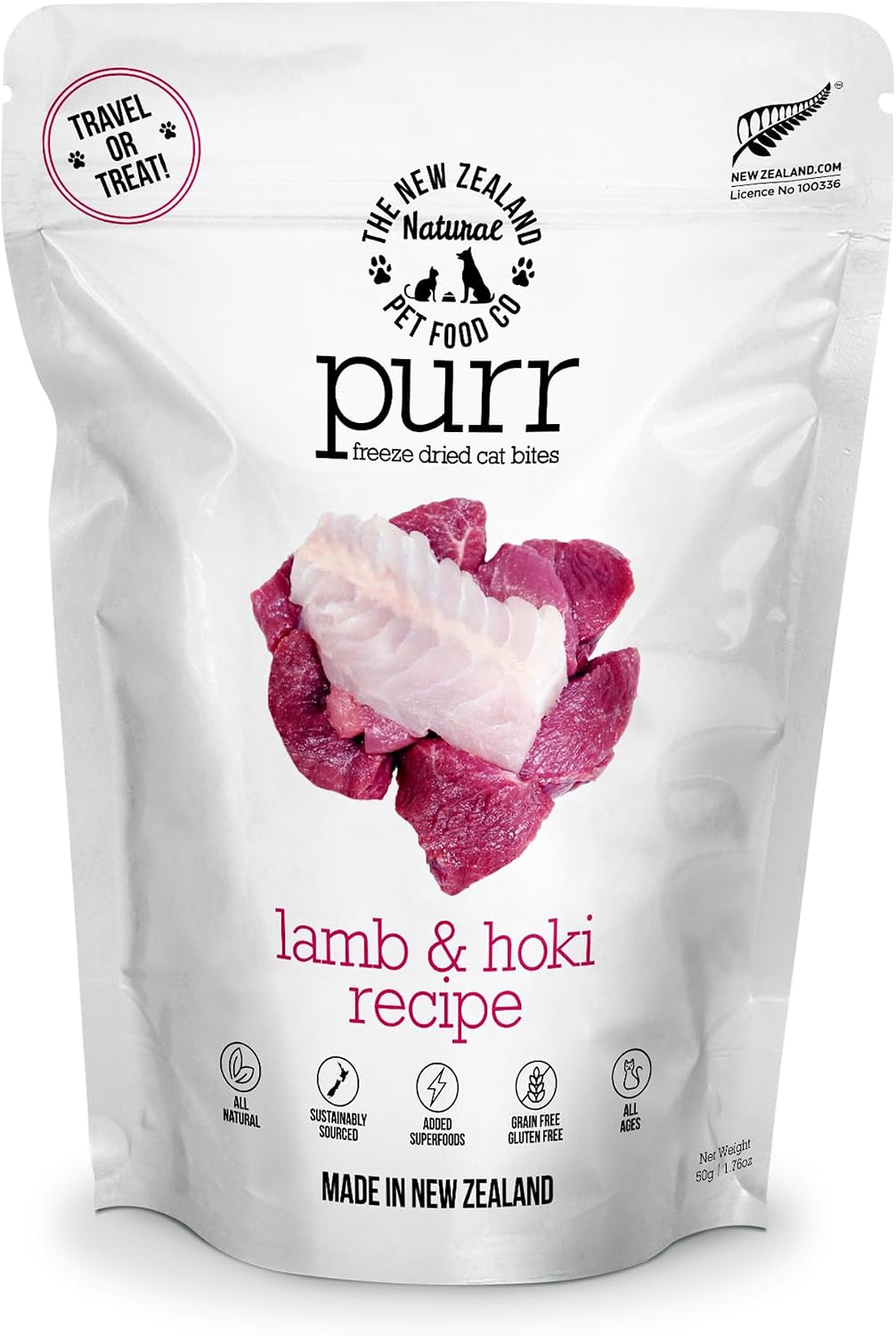 Purr Lamb & Hoki Freeze Dried Cat Food, Meal, Topper & Treat, 1.76oz
