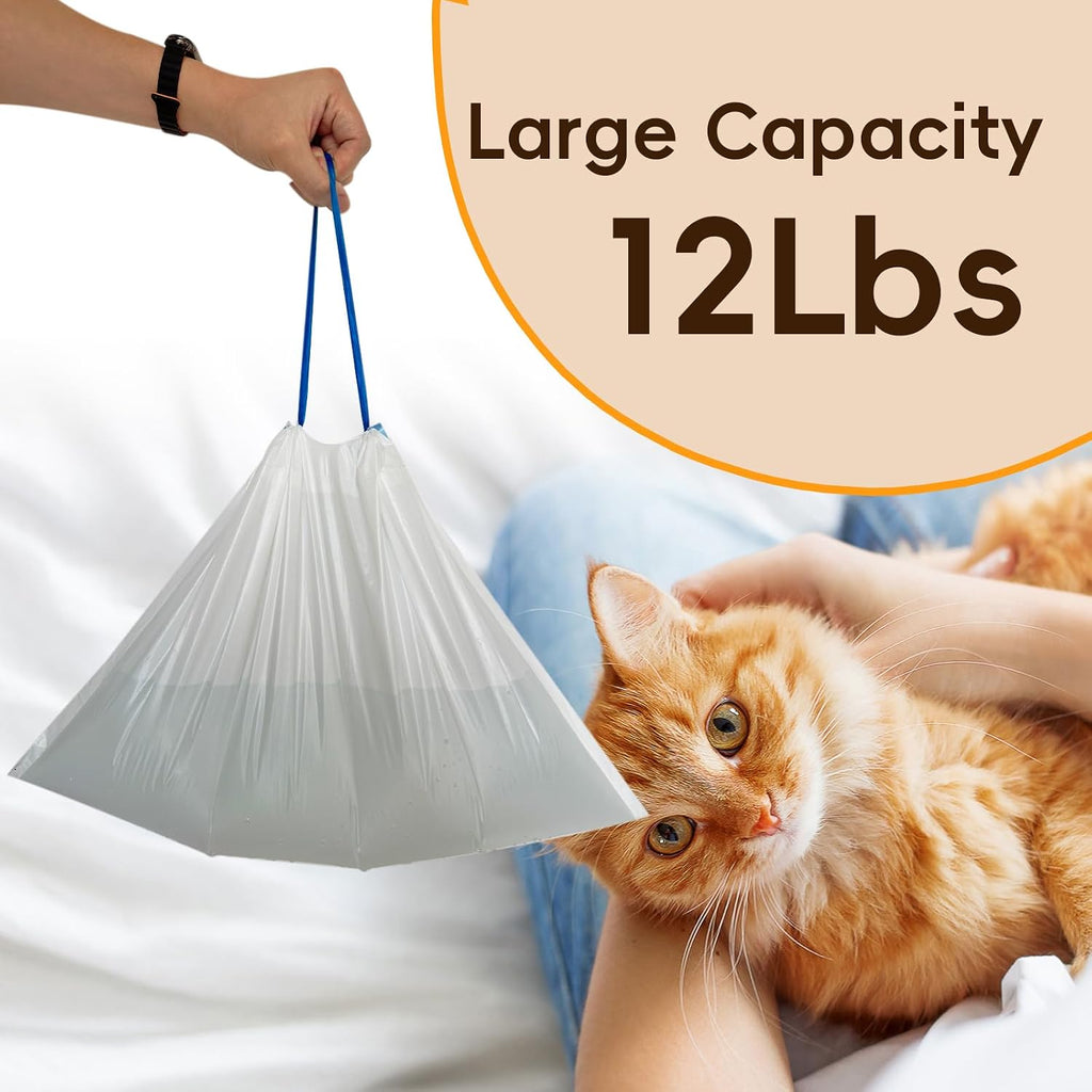 100 Counts Cat Litter Box Liners Bag Fit For MW-SC01/MW-SC02/MW-LR01 Automatic Self Cleaning Cat Litter Box, Waste Bags, 18" x 12.6"Heavy Duty Replacement Trash Bags with Drawstring