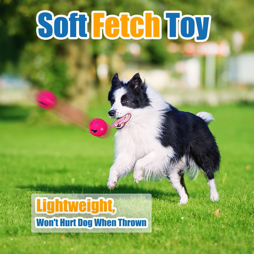 HOLYSTEED Squeaky Dog Toys for Medium Dogs, Round Latex Squeaky Balls 2.3" | 2.3"*2.3"*2.16", 6pcs Round Soft Rubber Dog Balls, Smile Face Puppy Squeak Toys with Squeaker for Small Breed Indoor, Outdoor