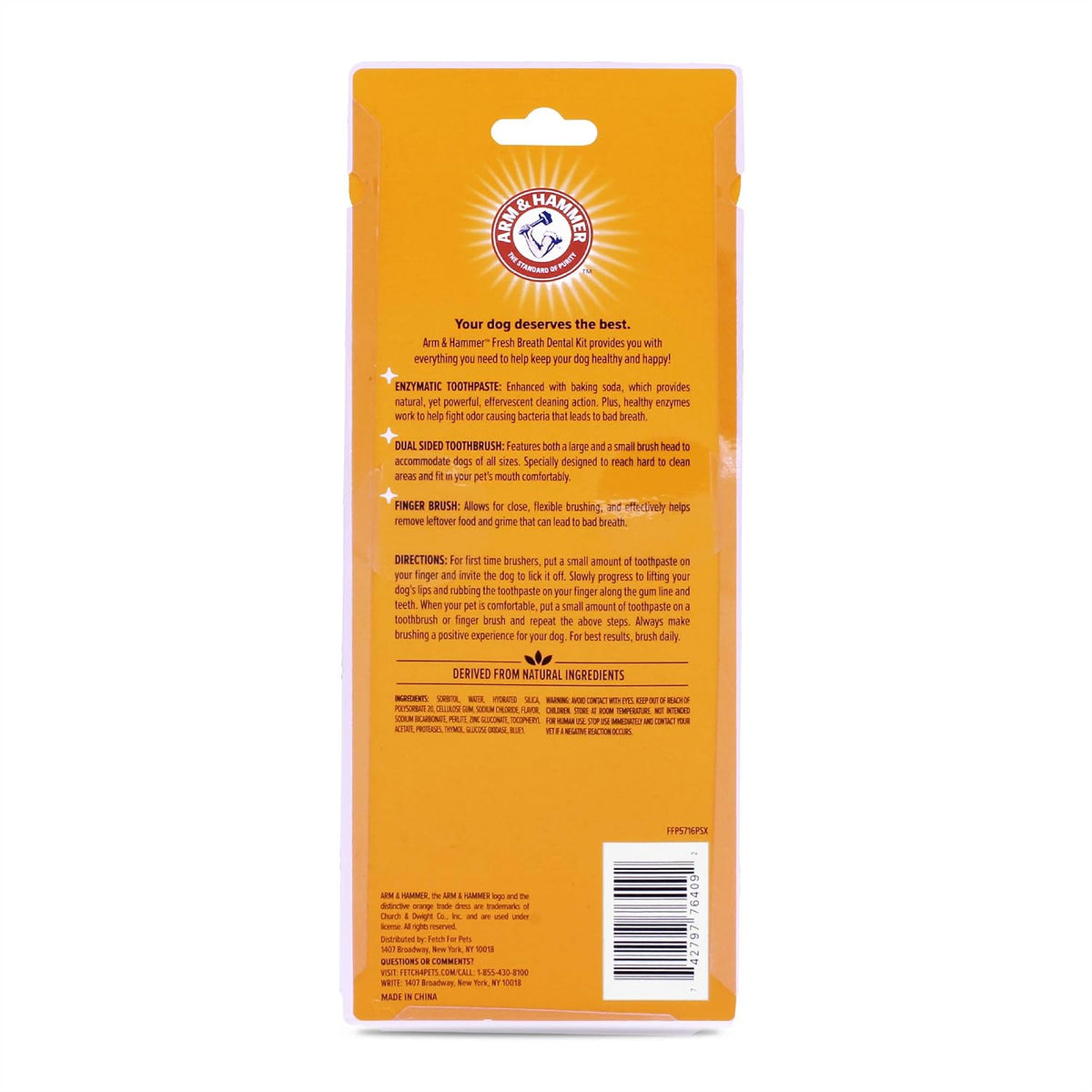 Arm & Hammer Fresh Breath Dog Dental Kit, Vanilla Ginger, 2.5 Oz, 3 Piece | Includes toothpaste, toothbrush, and finger brush, baking soda enhanced, reduces plaque and tartar daily 