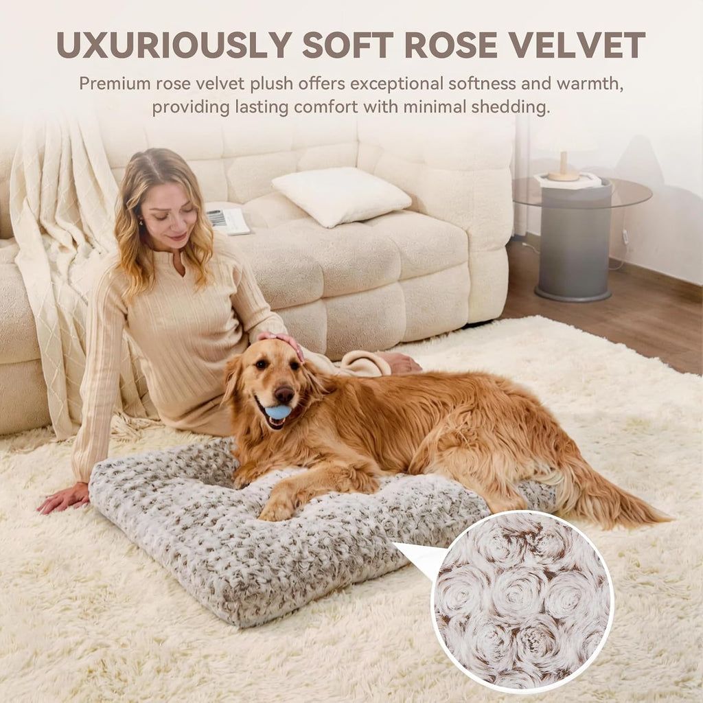 Small Dog Crate Bed Mat, Washable Plush Pad for Puppies & Cats