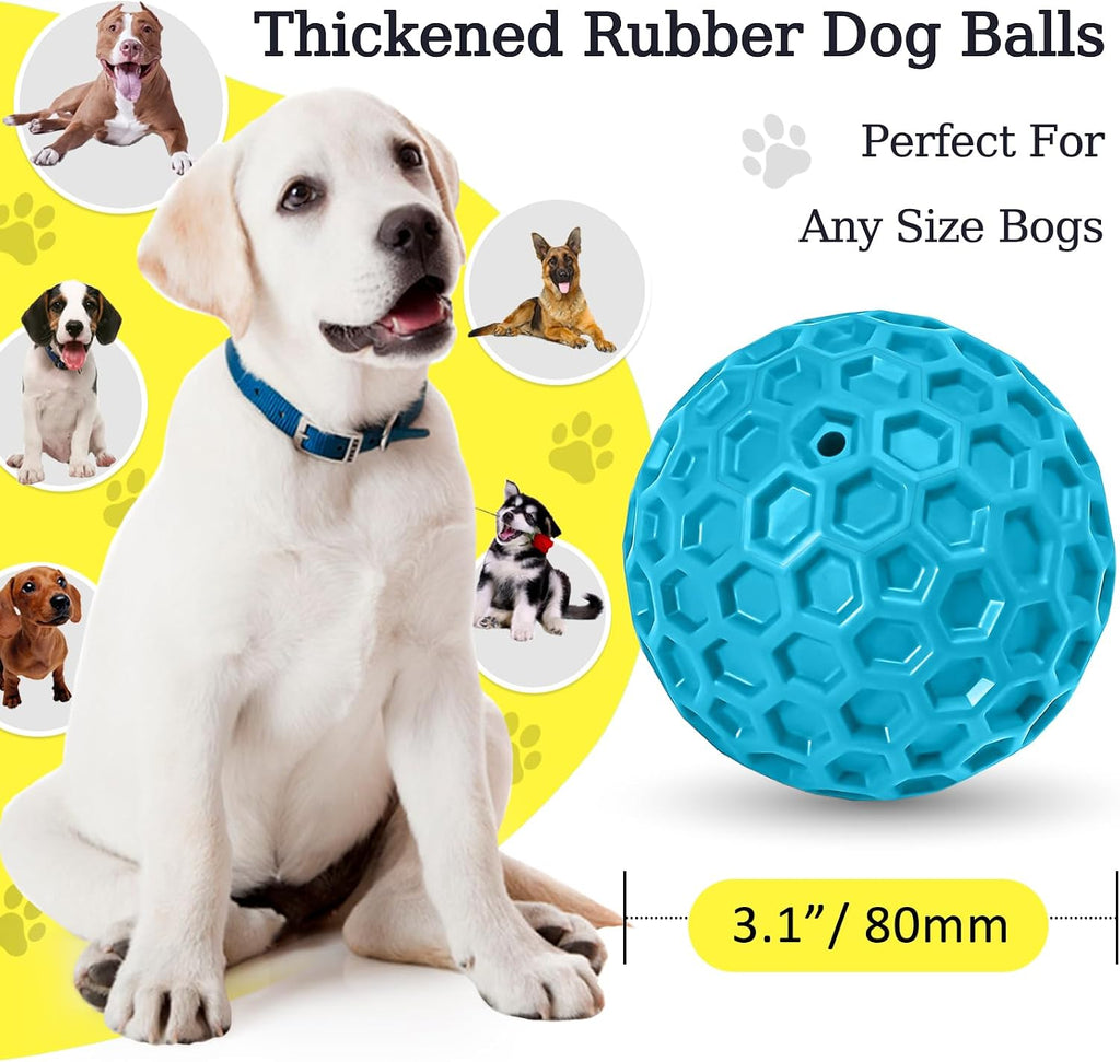 Indestructible Squeaky Dog Ball for Aggressive Chewers, Rubber Interactive Dog Toy for Teething, Relieving Anxiety. Chew Toy for Large, Medium Breeds, Outdoor & Indoor Ball.