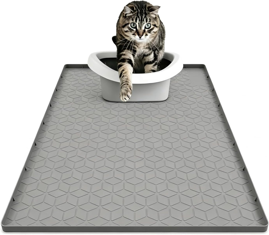 Cat Litter Mat 34" X 22", Washable Silicone Litter Box Mat