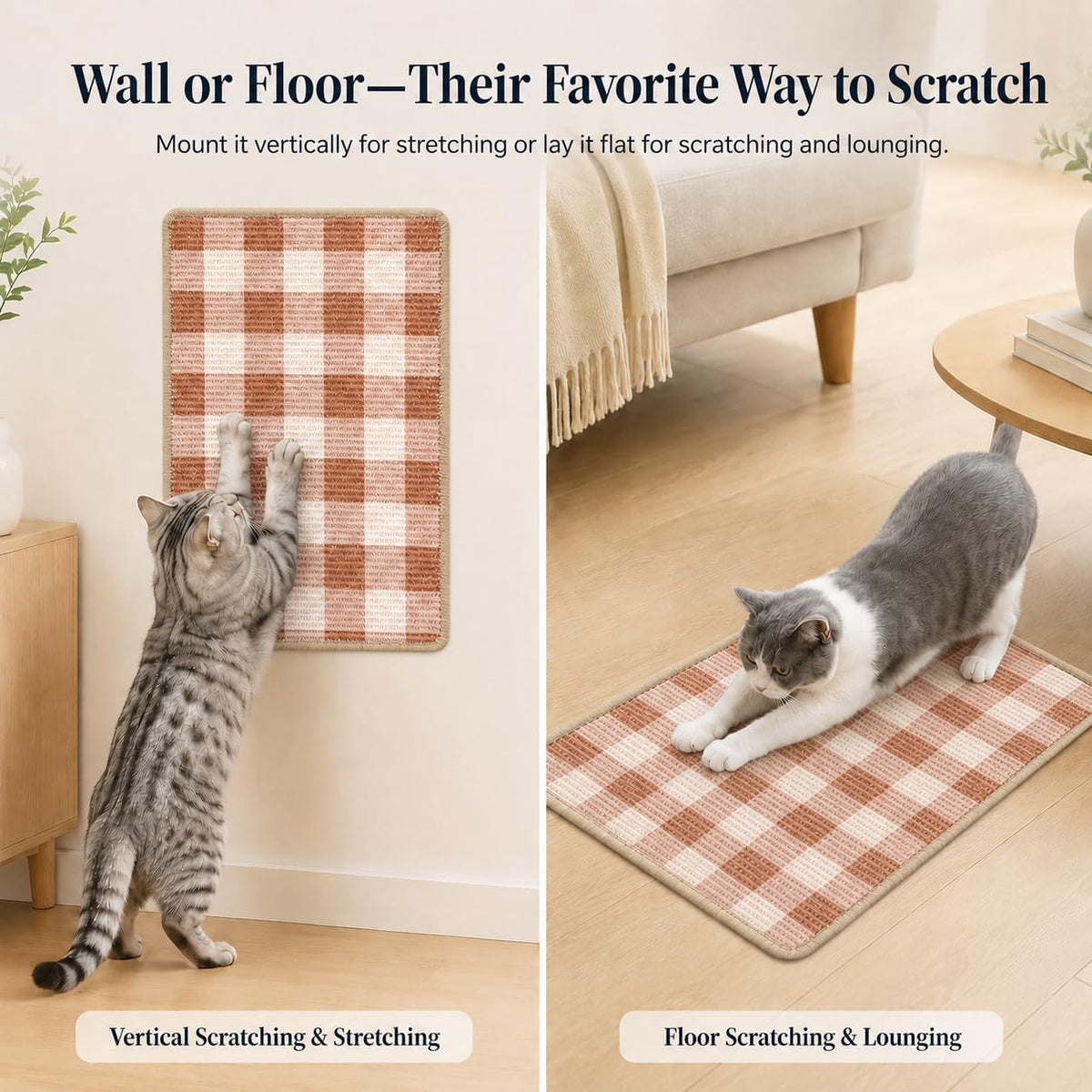 Cat Scratcher Mat, Natural Sisal Cat Scratch Pad for Cats