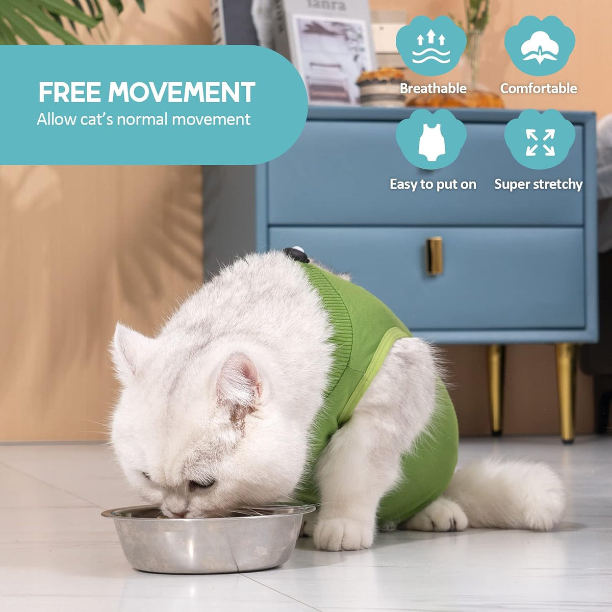Avont Cat Recovery Suit - Kitten Onesie for Cats After Surgery