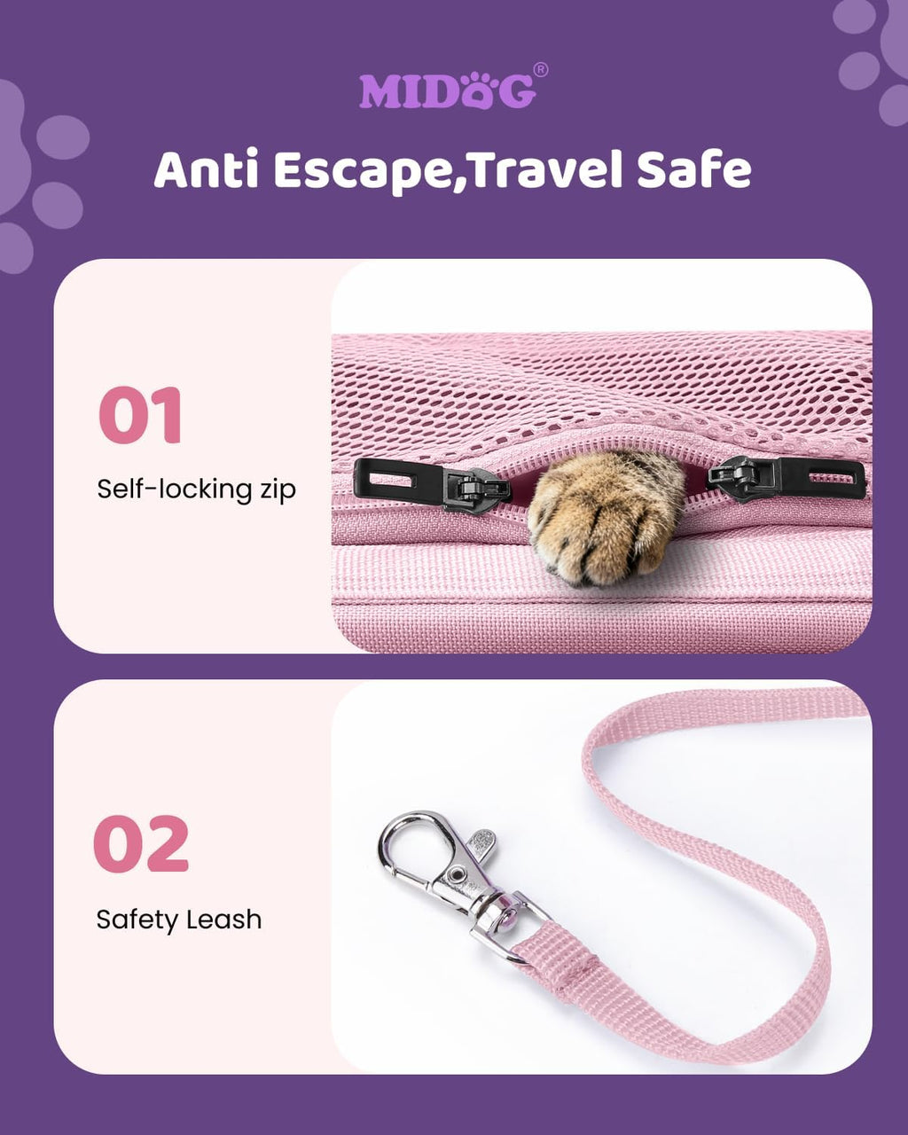 MIDOG Soft Cat Carrier Airline Approved, Expandable for Cats Up to 15lbs