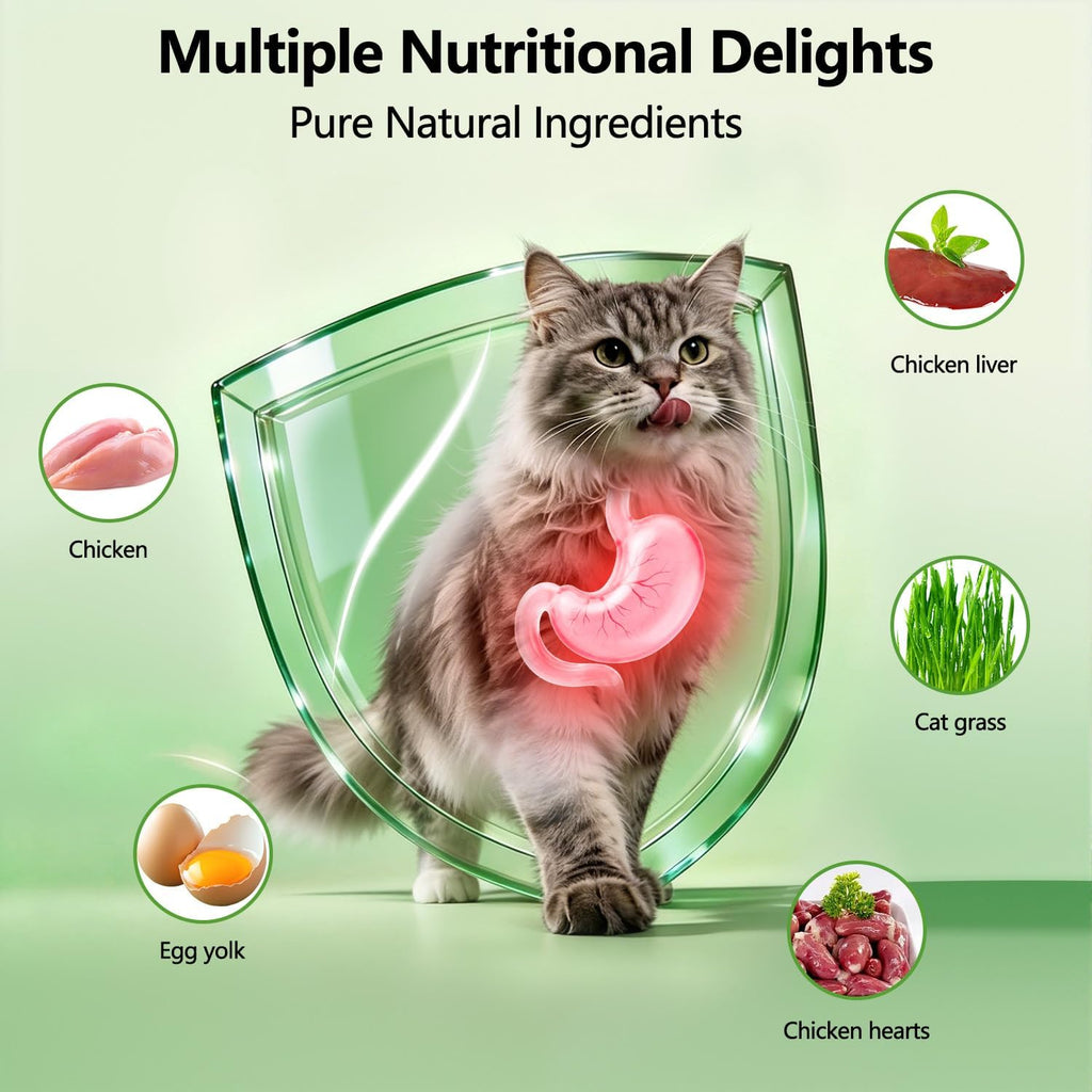 Freeze-Dried Cat Grass Treats 150g/5.29 oz, Natural Granules for Hairball Removal & Dental Care, Dried Root Snacks Sticks for Cats