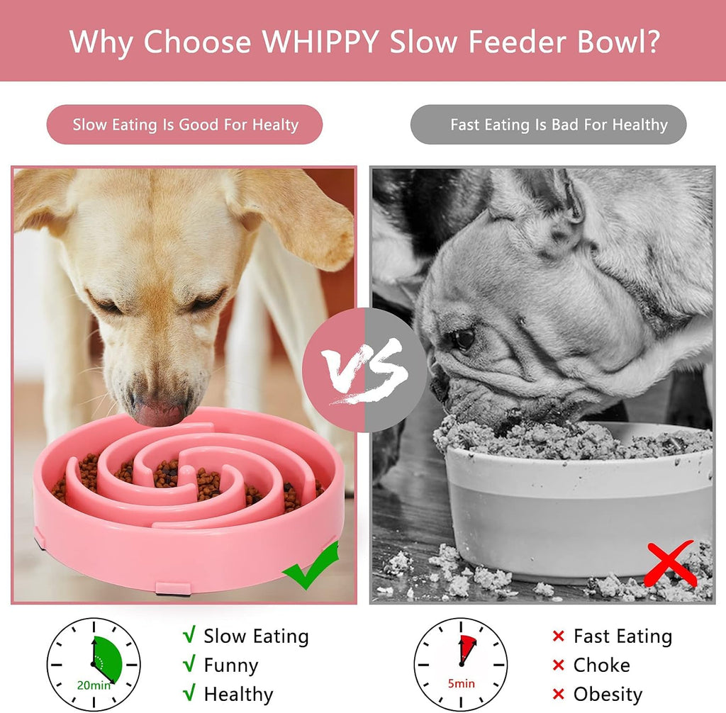 Slow Feeder Maze Puzzle Bowl - Large Dog Non Slip Interactive Food Dishes - Bloat Stop, Choking Prevention - Pink