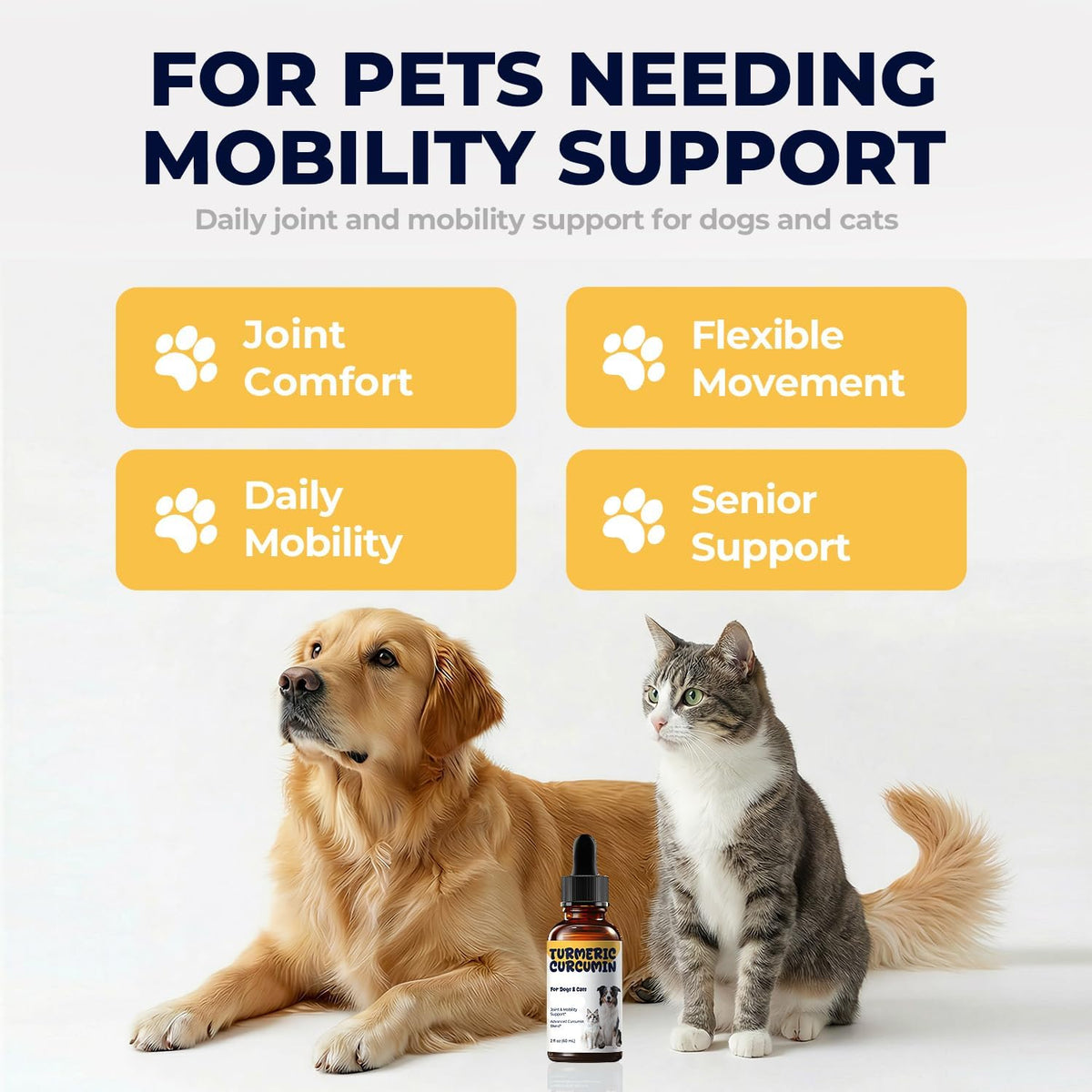 Turmeric Curcumin Liquid for Dogs & Cats, Joint & Mobility Formula