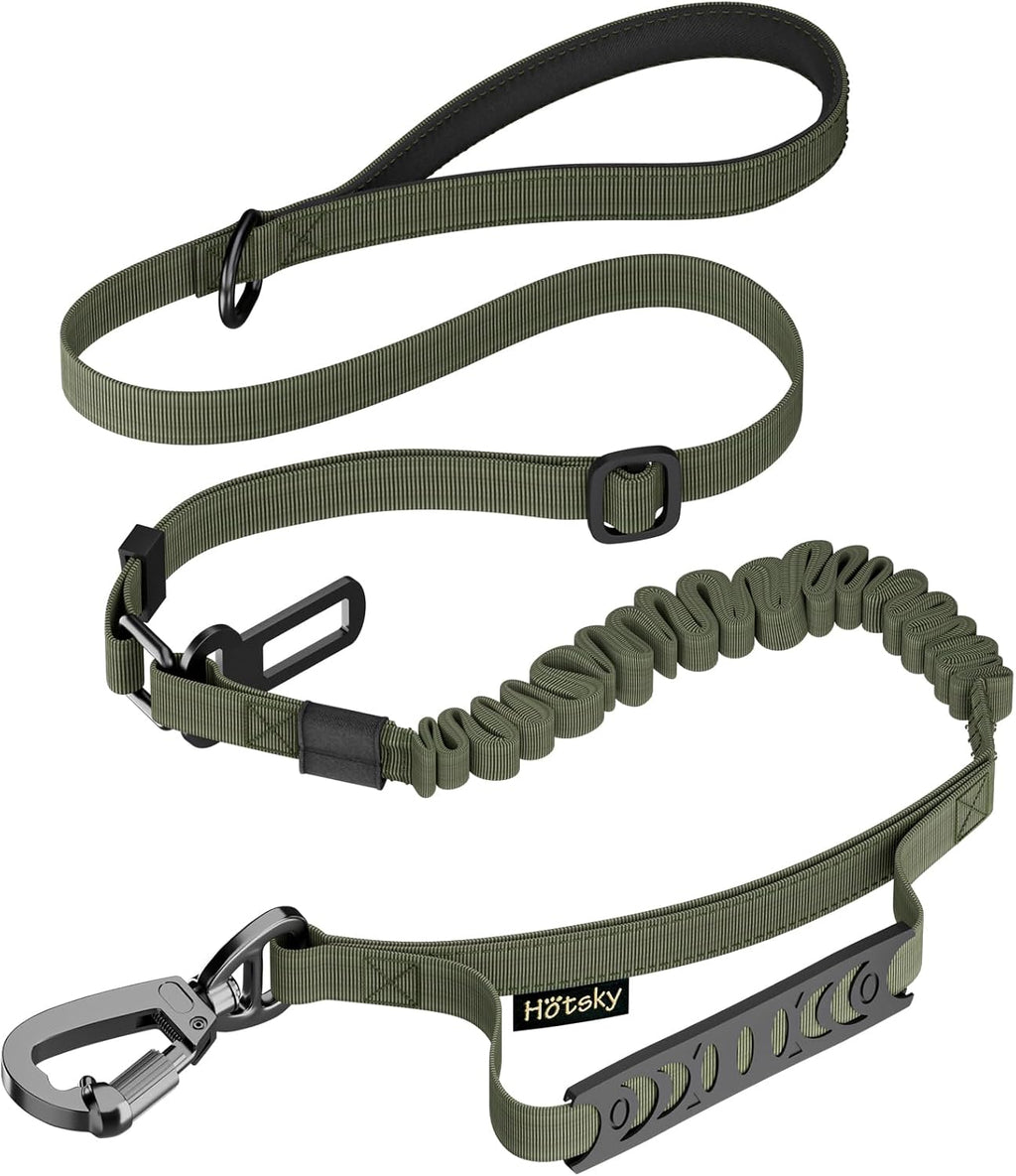 Hotsky Tactical Bungee Shock Absorbing No Pull Dog Leash,Army Green,4-6FT