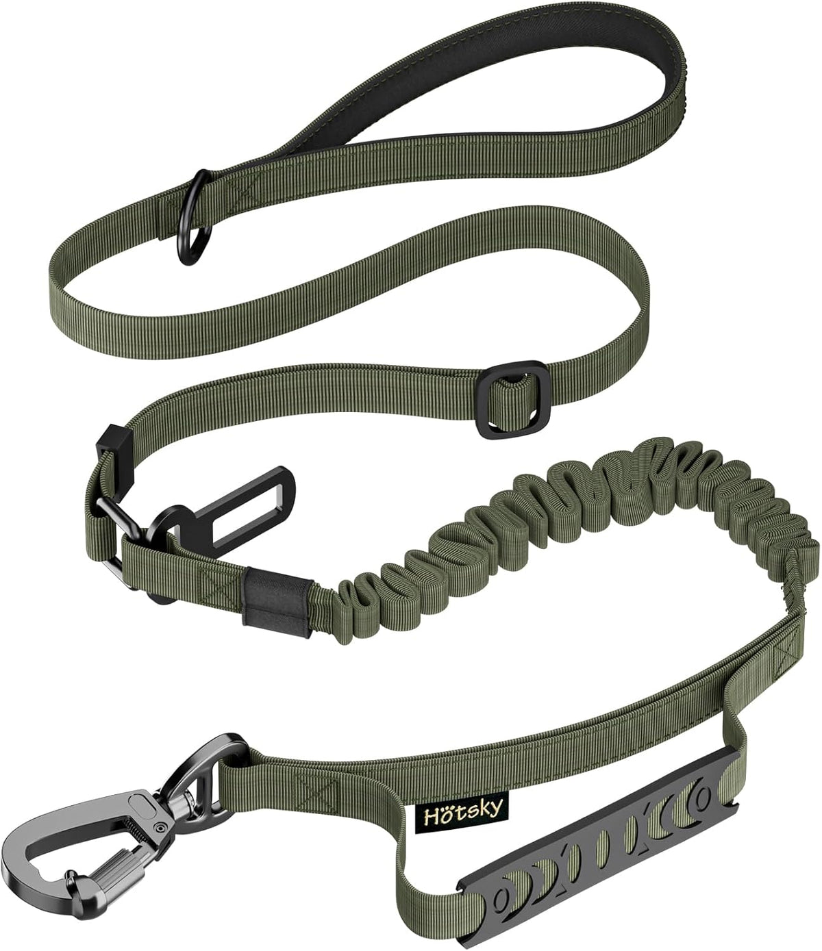 Hotsky Tactical Bungee Shock Absorbing No Pull Dog Leash,Army Green,4-6FT