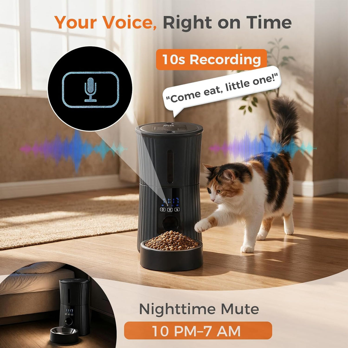 Sweetcrispy Automatic Cat Feeder, 4L Cat Food Dispenser with APP - Black
