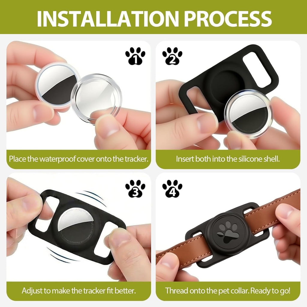 Linsaner Waterproof Dog Collar Holder for AirTag 1st & 2nd Gen, Dark Blue
