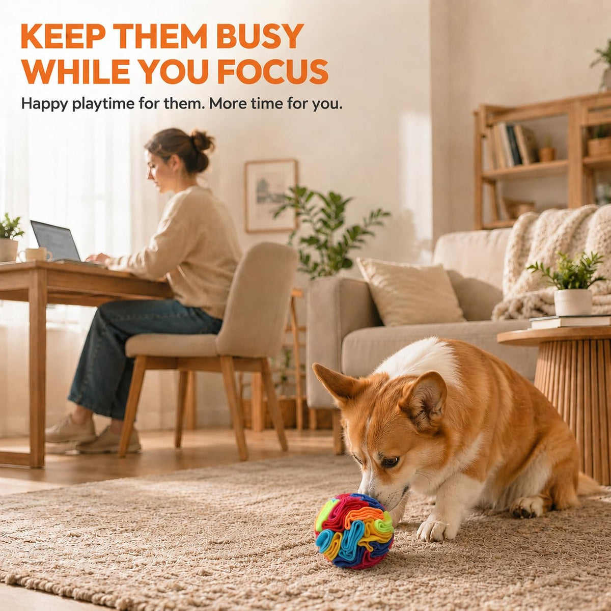 Snuffle Ball - Snuffle Ball for Small Dogs, Interactive Dog Toys to Keep Them Busy, Puppy Dog Puzzle Toy, Machine Washable
