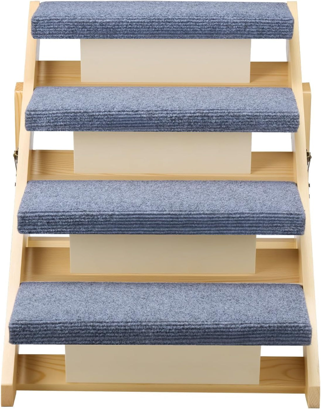 VEVOR Wood Pet Stairs, 4-Step Dog Stairs for Beds, Sofa & Cars, 150lbs Load Capacity, Floded Flat Design, Stable & Sturdy Cat & Dog Step Ladder for Small Medium Large Older Pet Puppy Essentials