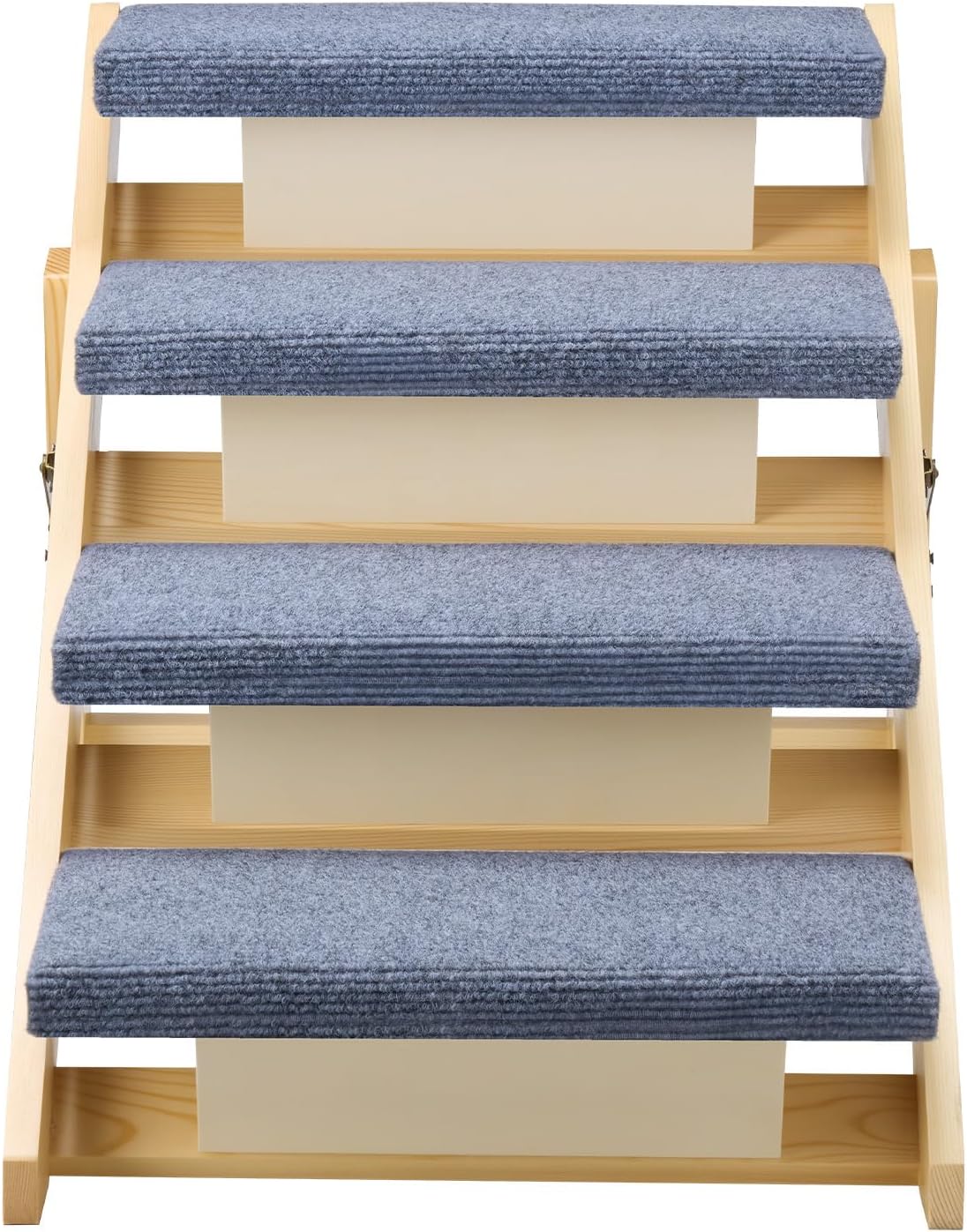 VEVOR Wood Pet Stairs, 4-Step Dog Stairs for Beds, Sofa & Cars, 150lbs Load Capacity, Floded Flat Design, Stable & Sturdy Cat & Dog Step Ladder for Small Medium Large Older Pet Puppy Essentials