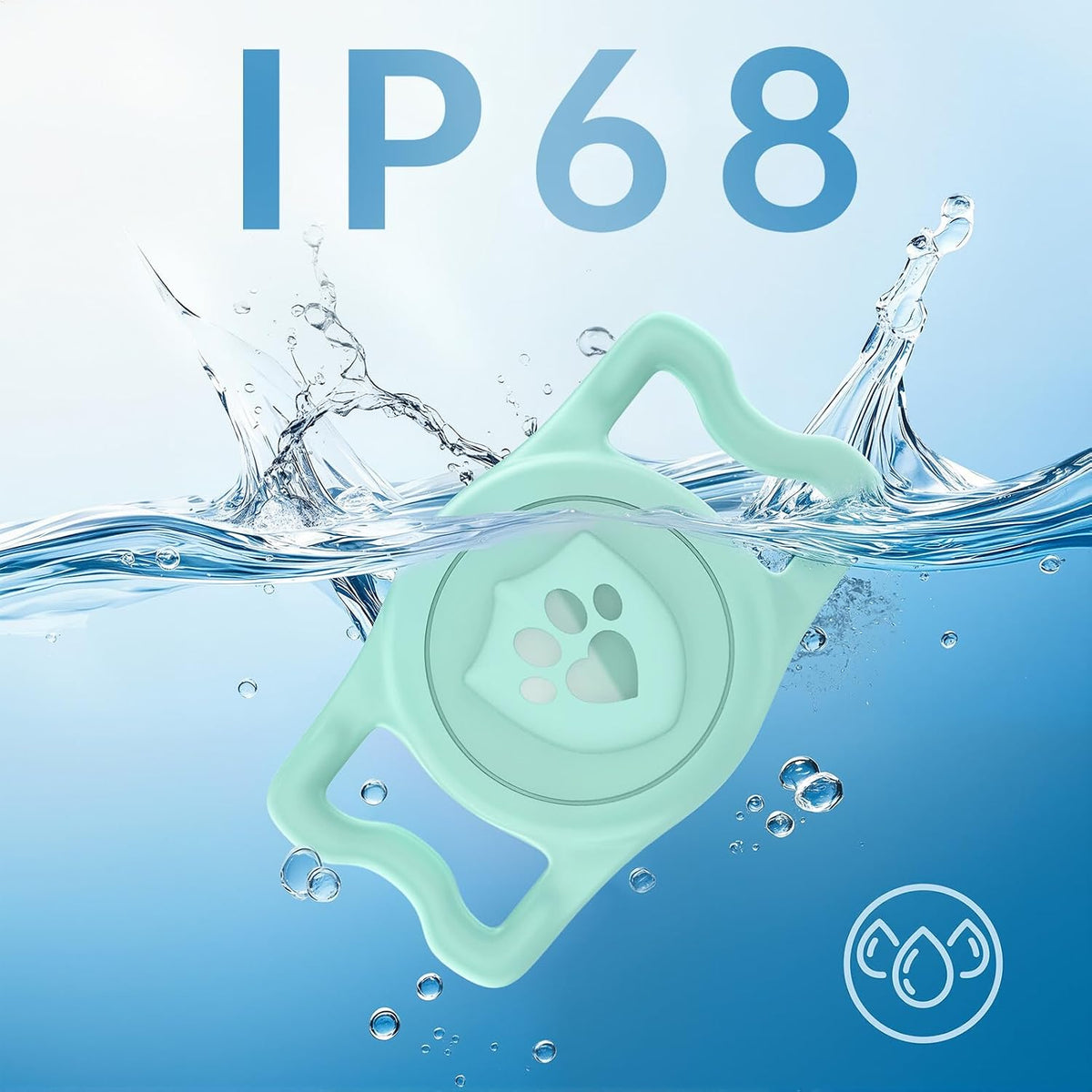 IP68 Waterproof AirTag Holder for Dog Collar, Silicone, Light Green