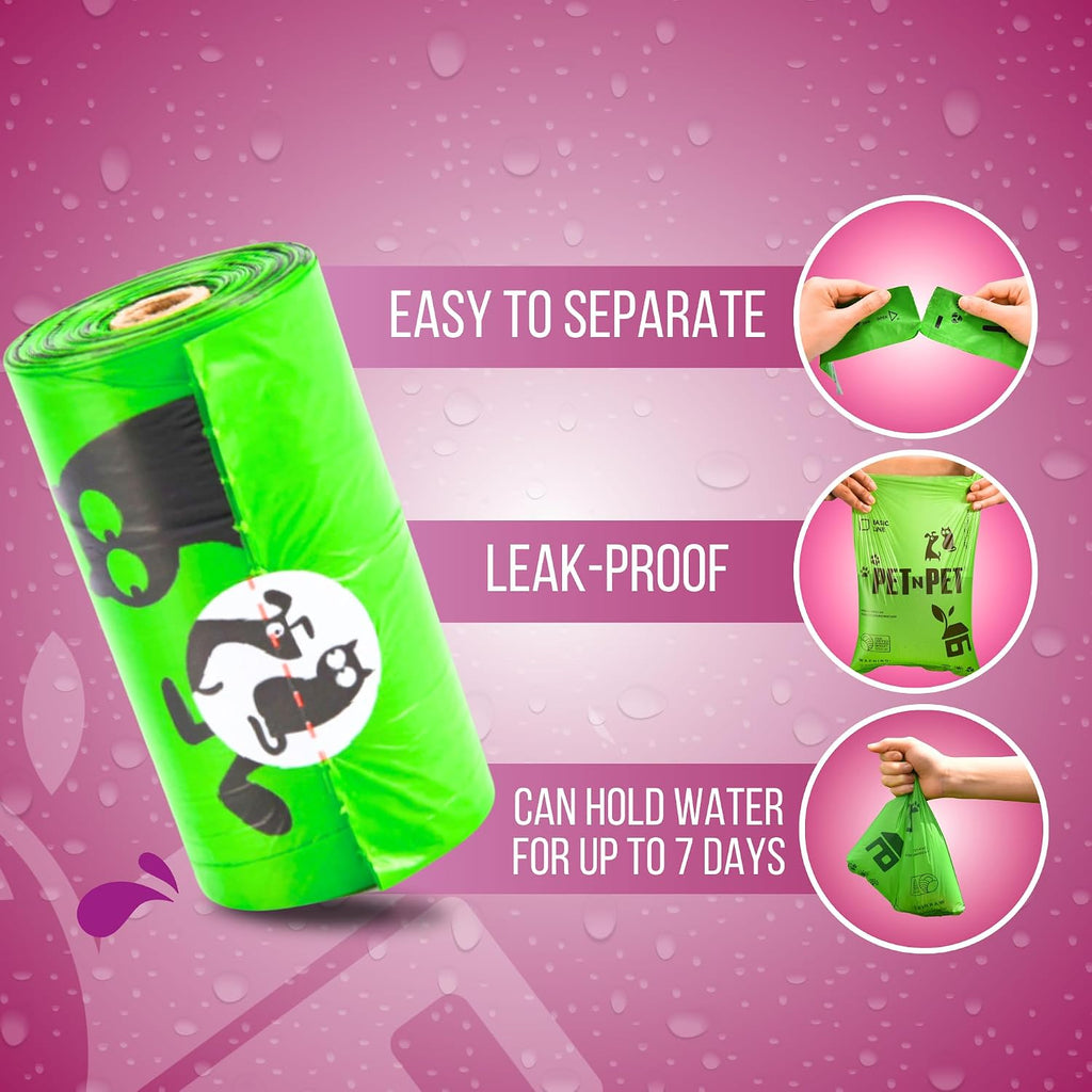 Pet N Pet Dog Poop Bags Rolls, 540 Count, Lavender Scented Green Waste Bag | Leak-Proof, Tear-Resistant, Easy-Tear Design, Durable, Reliable, Everyday Convenience, Strong, Secure, Easy dog waste bags