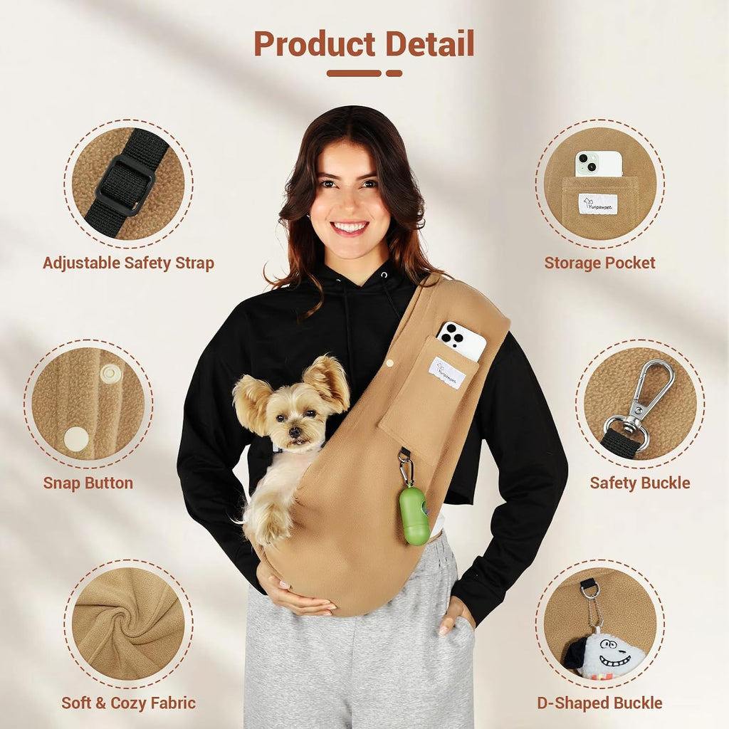Cat Sling Carrier, Hands-Free Pet Sling for Small Dogs & Cats