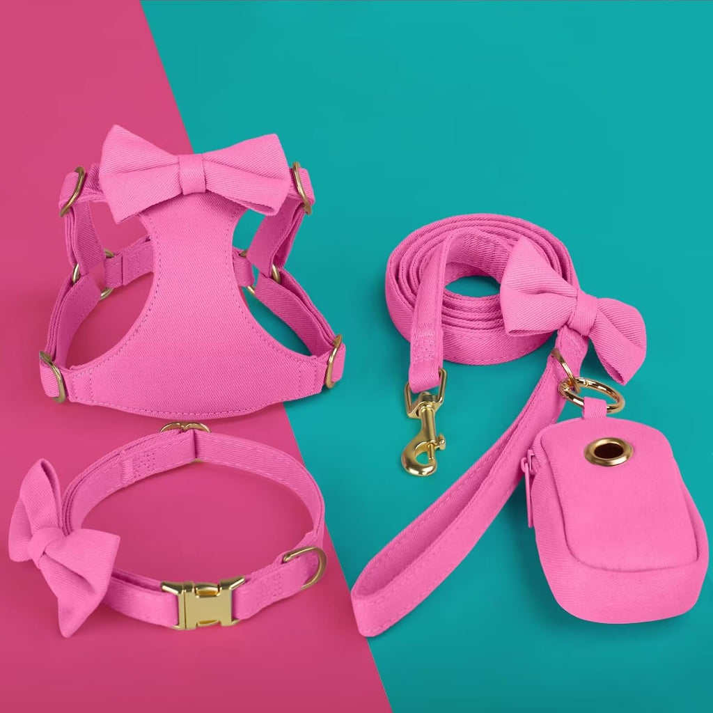Beirui Cute Small Dog Harness Collar and Leash Set, Rose,XXS,Chest 12-14"