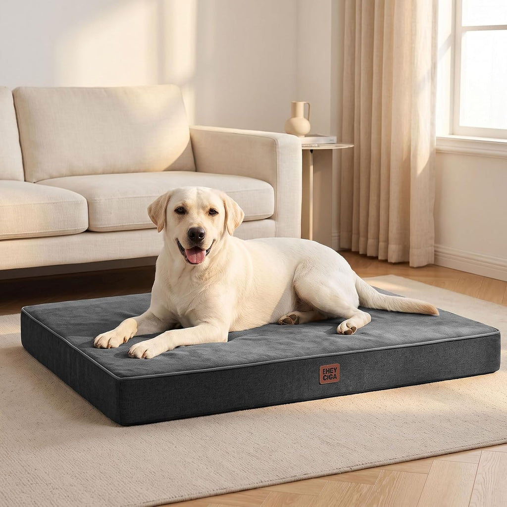 EHEYCIGA Extra Large Memory Foam Dog Bed Mat, 44x32Inch, Dark Grey