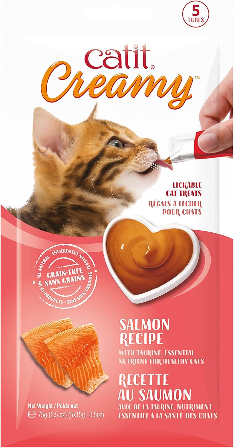 Catit Creamy Lickable Cat Treat, Salmon, 5 Pack